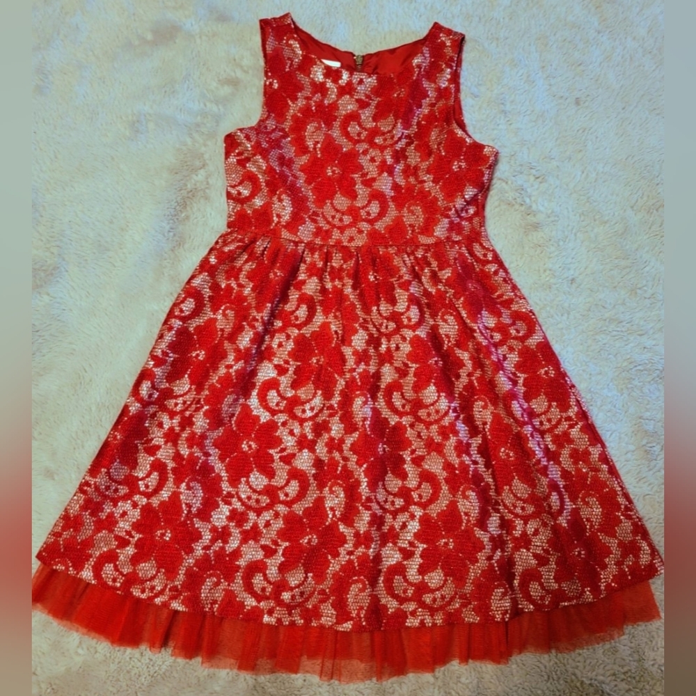 JUSTICE Girls Holiday Dress Size 6 Red